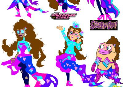 Different character designs of me inspired by tv shows/movies