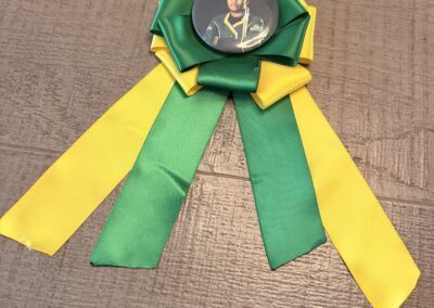 School senior button ribbon and image design in Photoshop and Canva